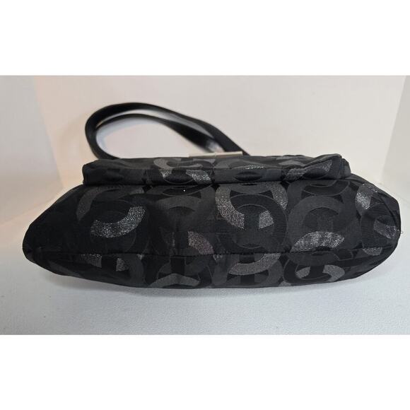 Coach Sig Kristin Metallic Zip Bag Tote Shoulder Bag Black/Silver 18286 - Picture 8 of 15